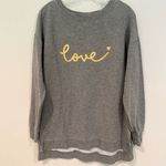 Marled Comfy Cozy Long Sleeve Split Hem Love Sweatshirt Women's Medium Gray Photo 2