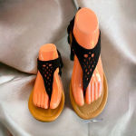 Maurice's  Black Crochet‎ Thong Sandals with Zipper Closure Photo 2