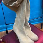 Carlos Santana  tall tan suede boots with heels Photo 10