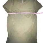 SISLEY OLIVE GREEN SHIFT DRESS SHORT SLEEVE LAYERED‎ LOOK DRESS WOMEN SIZE SMALL Photo 3