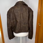 We Wore What Patina Cropped Blazer Brown Faux Leather Bomber Jacket Women's Medium Photo 3
