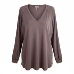 1.4.3. Story by Line Up  Womens Long Sleeve V Neck Waffle Knit Top Mauve Size L Photo 2