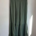 Aerie Smocked Maxi Dress Size XL Green Boho Strapless Flowy Sundress Photo 1