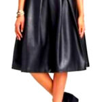 Who What Wear  Faux Leather Pleated Skirt Size‎ 4 Photo 0