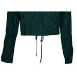 ZARA  Ruched Cropped Tie Front Long Sleeve Collared Semi Sheer Top Blouse S Green Photo 6