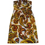 Banana Republic Strapless Paisley Print Dress White Yellow Brown Size 0 Photo 0