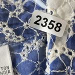 Chico's jacket Womens 3 US XL Abstract Print Button Down eyelet lace waves blue Photo 6