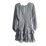 ASTR  THE LABEL Ruffled Tiered Mini Dress Blue Floral Medium Photo 2