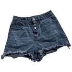 HStyle Womens Shorts Size Medium High Rise Black Jean Cutoffs Denim‎ Button Fly Photo 1