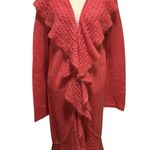 Moda International Size XL Duster Cardigan Sweater Mohair Ruffled Whimsical Pink Photo 0
