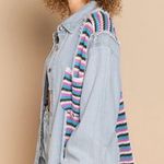 POL Crochet Denim Jean Jacket Shacket size Large Photo 1