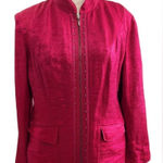 Chico's Chico’s Size 2 (Size L / 12–14) Neva Crimson Linen-Blend Zip-Up Blazer Jacket Photo 0