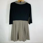 London Times Jersey 3/4 Sleeve Colorblock Dress Sz 8 Black Tan Photo 4