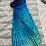 These Three Boutique  Ibiza Asymmetrical Pleated Midi Dress- Ocean Breeze Photo 2