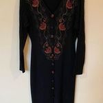 carole little Vintage  Knit Sweater Dress Embroidered Whimsigoth Medium Photo 0