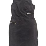 Calvin Klein Dress Womens 8 Black Zippers Fitted Classic Sexy Knee Length LBD Photo 0