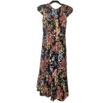 New Directions sz petite medium spring blooms hi low flutter sleeve midi dress Black Photo 1