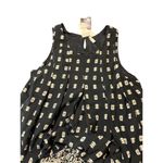 Japna  Black Cream Sleeveless A Line Dress Keyhole Back Floral Pattern Sz M NWT Photo 3