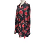 ZARA  Woman Blue Orange Floral Button Up Blouse‎ Size M Collared Flowy Semi Sheer Photo 1