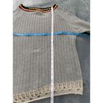 T H M L ‎ Gray Beige Asymmetric Hem Crocheted Knit Pullover Sweater M Photo 5