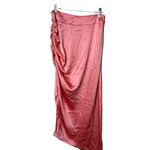 Smythe Asymmetric Satin Ruched Midi Skirt Rose Pink Womens 6 Photo 4