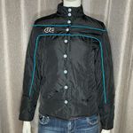 DC Women’s Black Nylon Blue Trim Button Up Jacket Photo 4