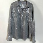 Free People Disco Margarita Button Down Shirt Size Small 70s Shimmer Sparkle Photo 8