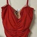 J.Crew  Red Ruched sweetheart one-piece Removable Straps & Padding Size 24 Photo 0