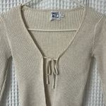 Princess Polly  Ribbed Knit Tie Front Cudal Cardigan in Beige Small Medium Photo 2