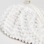 Santi Imitation Pearl Clutch – Satin & Beaded Evening Bag White Photo 0