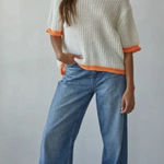 NWT Easy Clothes Ecru And Orange Ricky Knit Sweater One Size Size L Photo 0