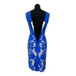 J Peterman | Size 0 | Royal Blue Battenberg Lace White Linen Lined Sheath Dress Photo 5