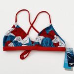 Speedo [] Blue Endurance Lite Tie Back Triangle Bikini Top Swimsuit NWT Sz Large Photo 1