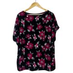 Ralph Lauren Lauren Woman Floral Print Black Pink Short Sleeve Top Size 1X Photo 2