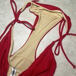 Amazon Essentials Women's Red Side Tie String Bikini‎ Swimsuit Bottom Medium Photo 3