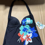 Women’s Island Escape Size 6 Tankini Halter Swim Top Black NWT Photo 0