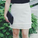 Loft Ann Taylor beige cotton and linen blend tassels skirt size 10 NWOT Photo 1