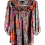 Style & Co Womens Tops Size S Sheer Chiffon Paisley Print Photo 0