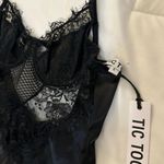 Black Satin Lace Dress Size L Photo 3