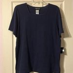 Sag Harbor NWT Vintage Square Neck Navy Blouse 1X Photo 0