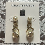 Charter Club Gold and Cream Drop Earrings Photo 0