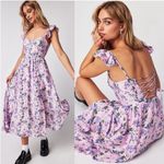 ASTR New Free People Wedelia Floral Print Bustier Lace Up Midi Dress Size Large Photo 2