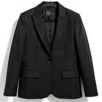 Theory  Stretch Wool‎ Blend One Button Tailored Blazer Black Workwear Jacket 8 Photo 0