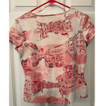 Apostrophe ‎ Stretch Pink Black Building Scene Size S 6-8 20" Longx17" Pit to Pit Photo 1