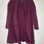 CHAPS Maroon Tight Knit Open Front Shawl Collar Cardigan Cotton Sz M Pockets Photo 0