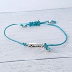 Bright Light Blue Adjustable Bracelet with Friends Charm Photo 4