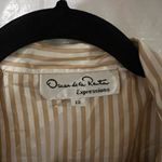 Oscar de la Renta  Expressions Cream Striped Blouse Size 12 Photo 4