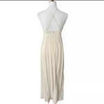 Alythea Ivory Long Maxi Dress Crochet Boho Chic Festival Beach Vacation Size large Photo 2