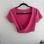 Urban Outfitters  Waffle Knit Wrap Crop pink Top medium boho layered‎ chic Photo 1
