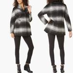Sam Edelman Erin Blurry Plaid Coat Wool Blend black white Size Medium Photo 8